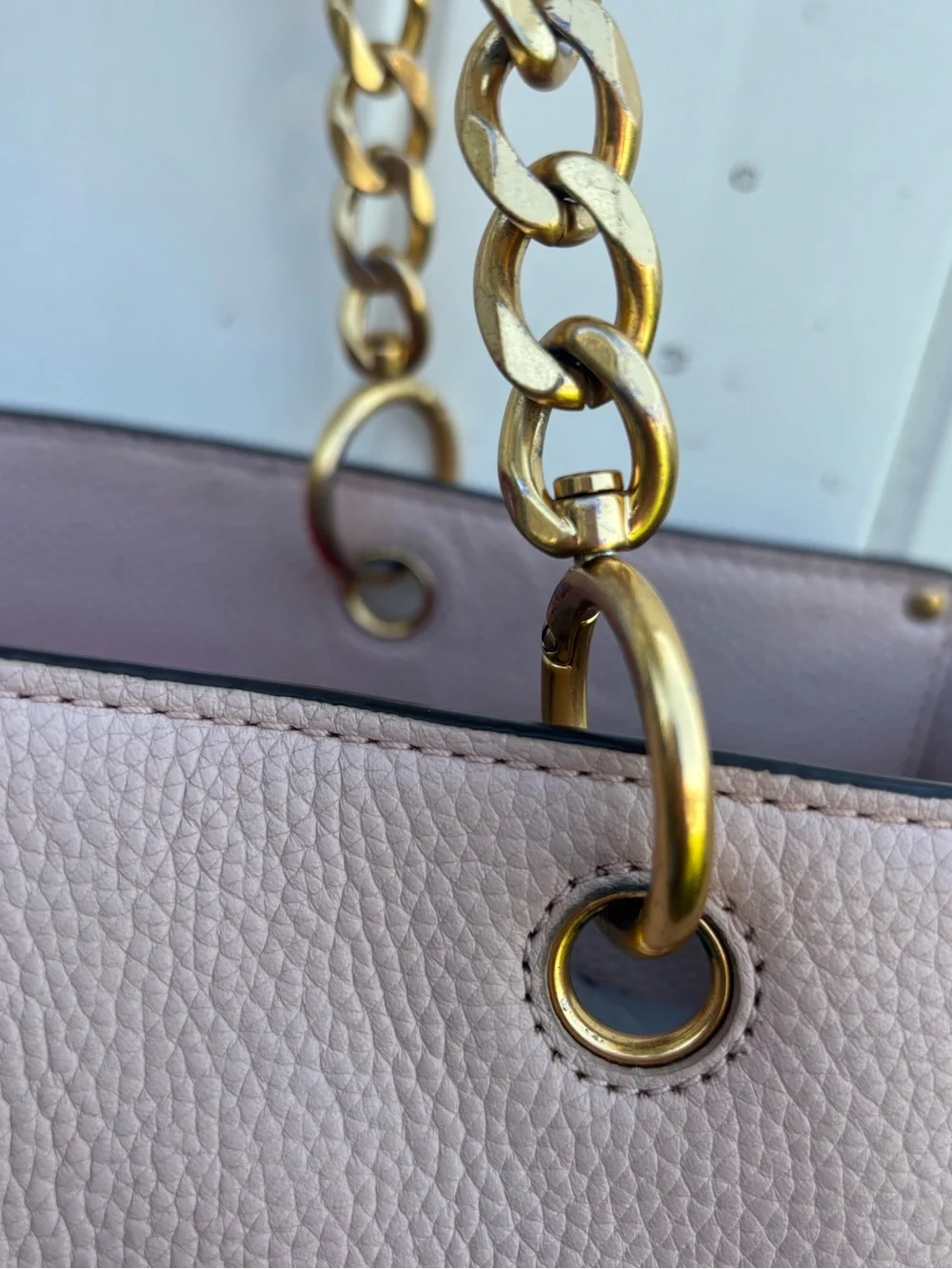 Tory Burch Dusty Pink Pebbled Leather Chain-Handle Tote